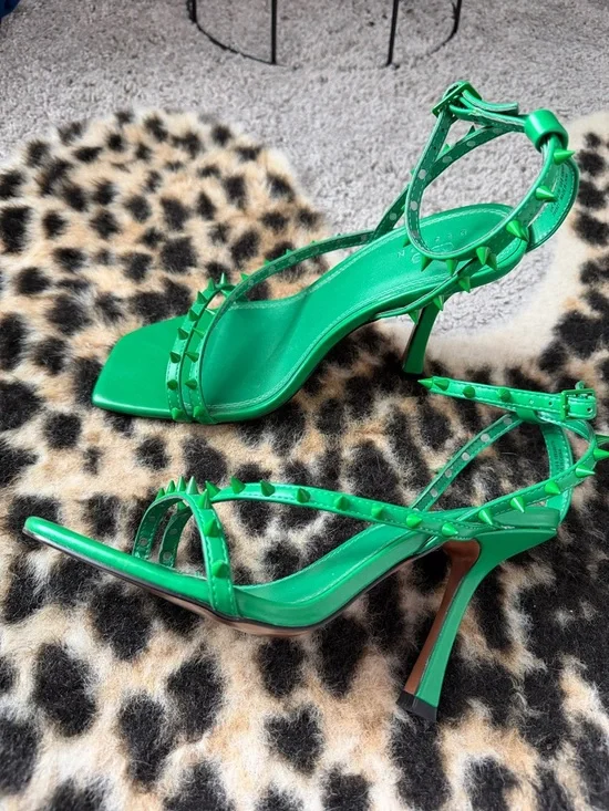 ASOS Green Studded Strappy Heels - Picture 3 of 4